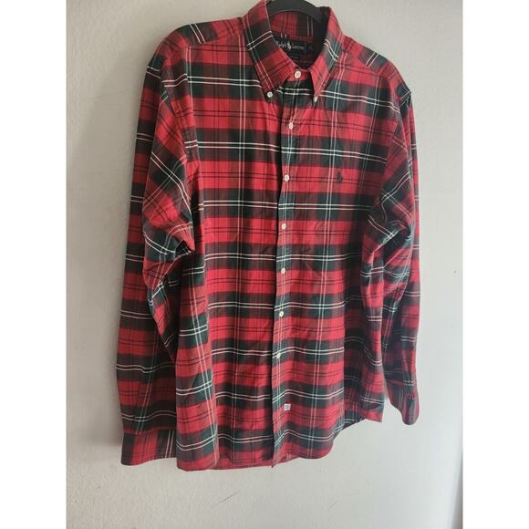 Ralph Lauren Shirt‎ Men's XL Button Down Red Tartan Plaid - Picture 1 of 8